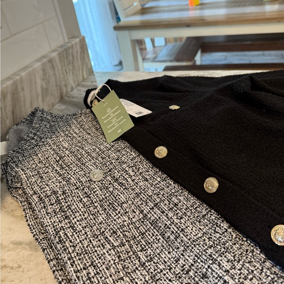 Set of 2 Black & Gray Tweed Cropped Blazers - Picture 1 of 3